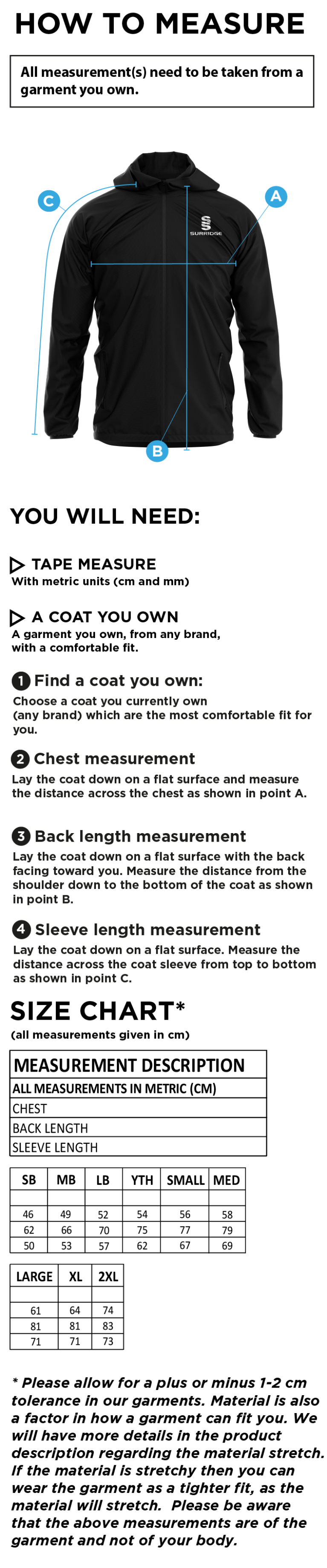 LIMERICK CC Dual Elite 1/4 Zip Hoody / Rain Jacket : Navy - Size Guide